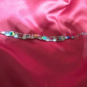 Pretty silver and multi-color bead bracelet